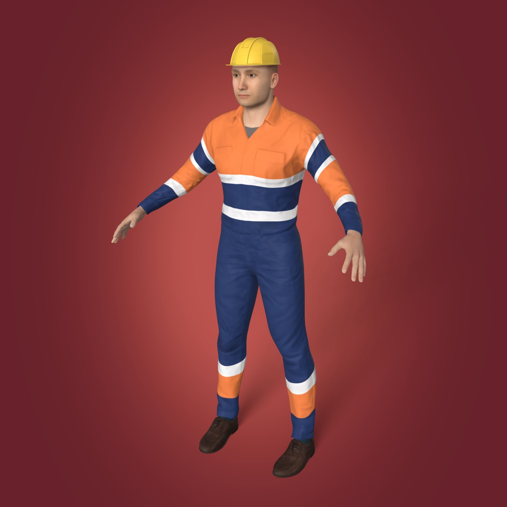 Construction Worker with High Quality FK-IK Rig 3D