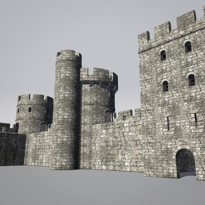 Modular Round Castle Towers Creation Set 3D