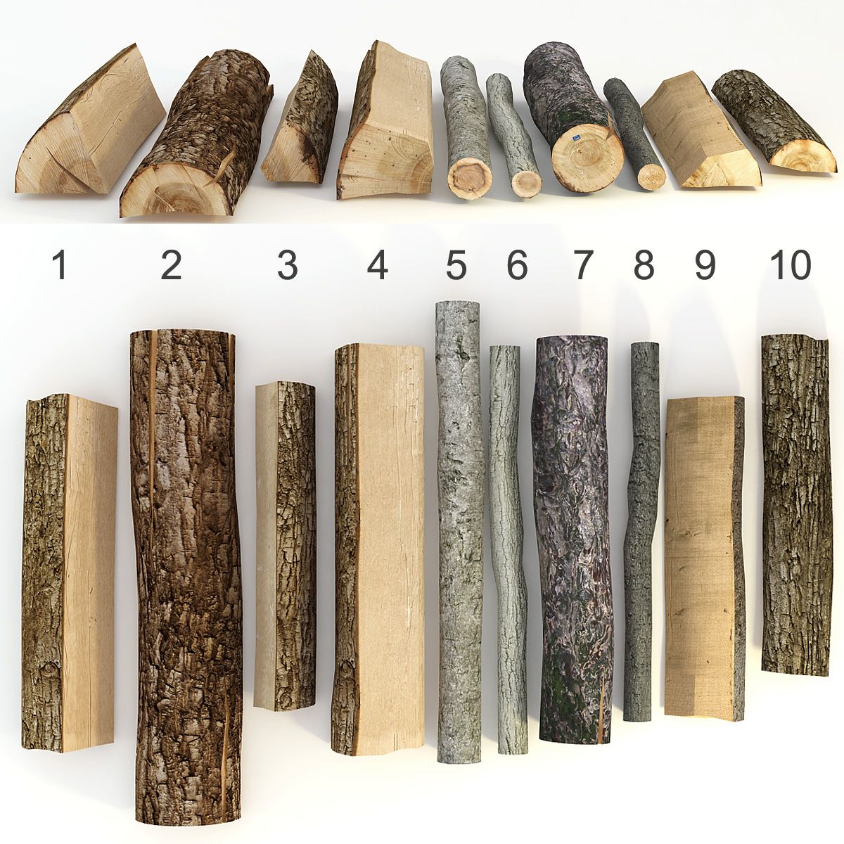 set of wooden logs
