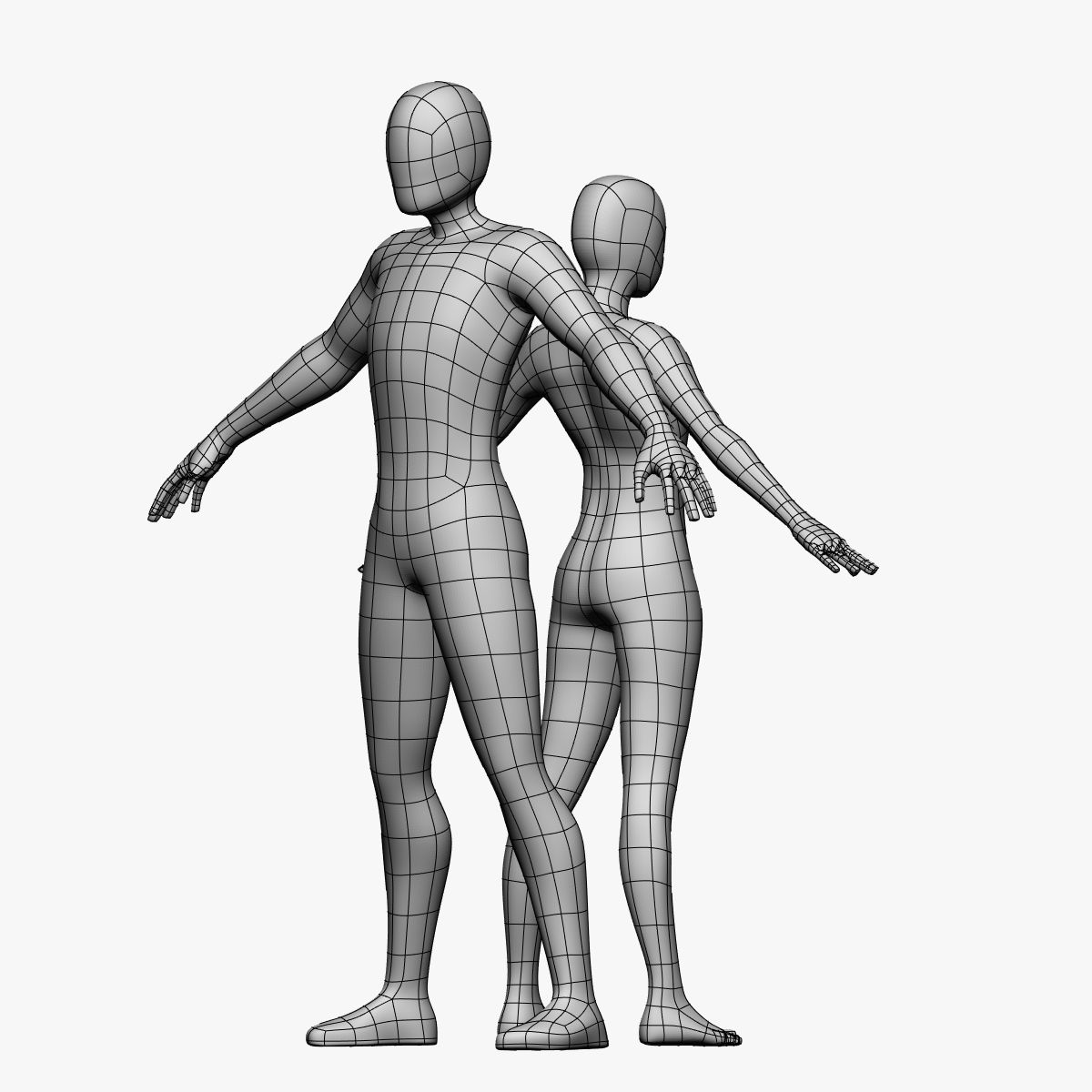Low Poly Base Mesh-Female/Male 3D